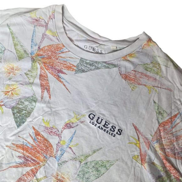 Guess Los Angeles Men's XL Tropical Floral Bird Print T-Shirt - Picture 1 of 7